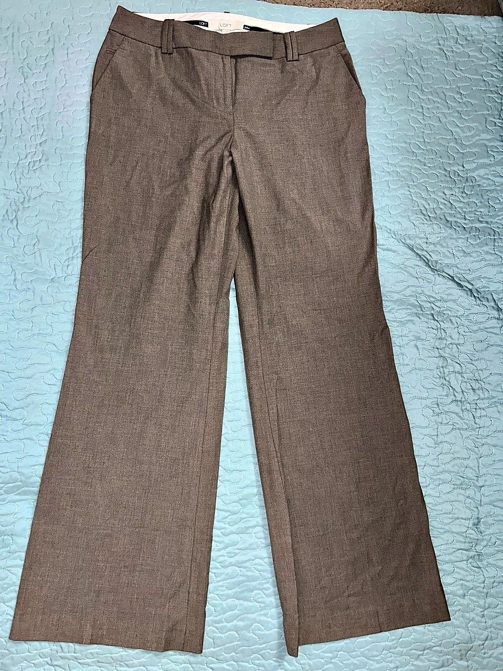 LOFT Julie Fit Trouser Pants Flare in Brown